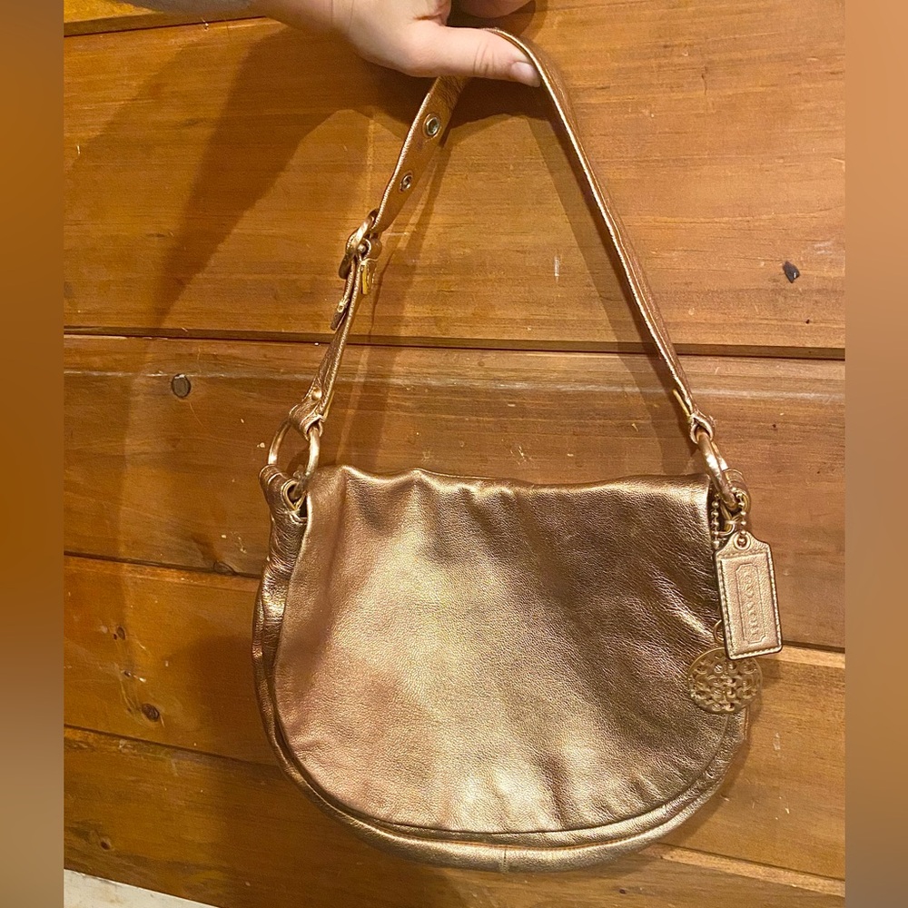 Coach Ali Rose Gold Metallic Hobo 13652